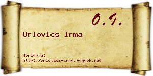 Orlovics Irma névjegykártya